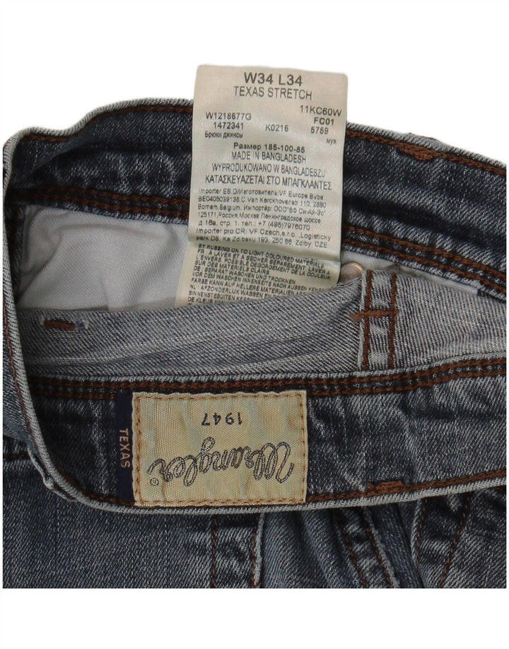 WRANGLER Herren Texas Stretch Straight Jeans W34 L34 Blaue Baumwolle