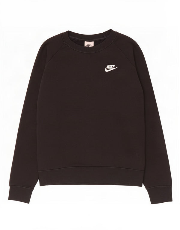 Nike Damen-Sweatshirt-Pullover UK 14 Mittelschwarze Baumwolle