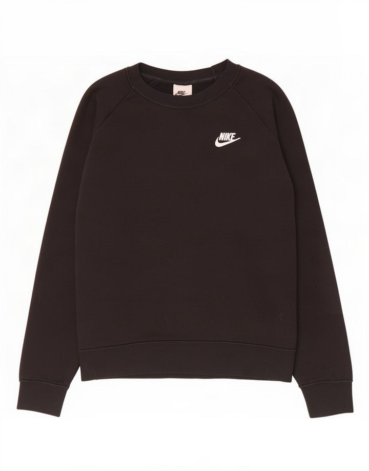 Nike Damen-Sweatshirt-Pullover UK 14 Mittelschwarze Baumwolle