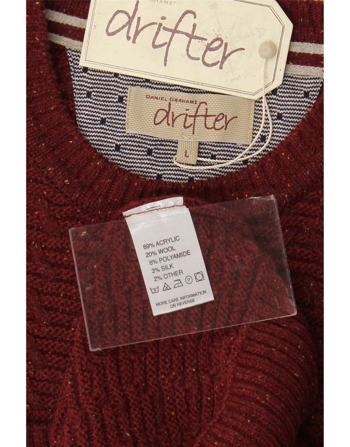 DANIEL GRAHAME Herren Drifter Pullover mit Rundhalsausschnitt, Größe L, Burgunderrot