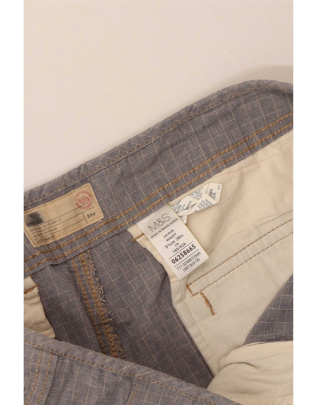Marks & Spencer Herren-Cargoshorts, Größe L, W36, blau kariert, Baumwolle