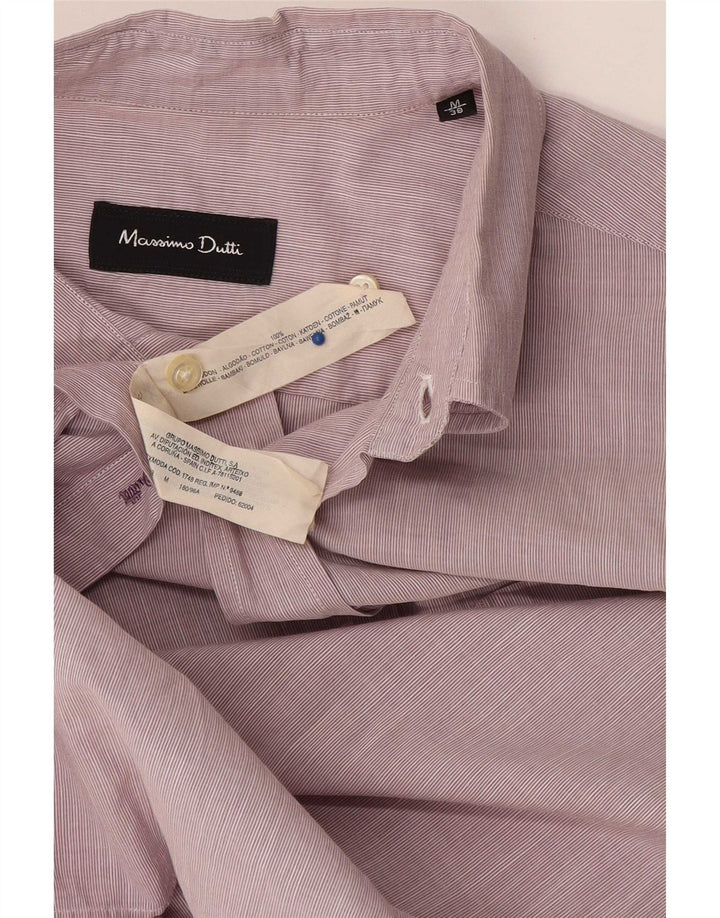 Massimo Dutti Herren-Kurzarmhemd aus mittelrosa Nadelstreifen-Baumwolle