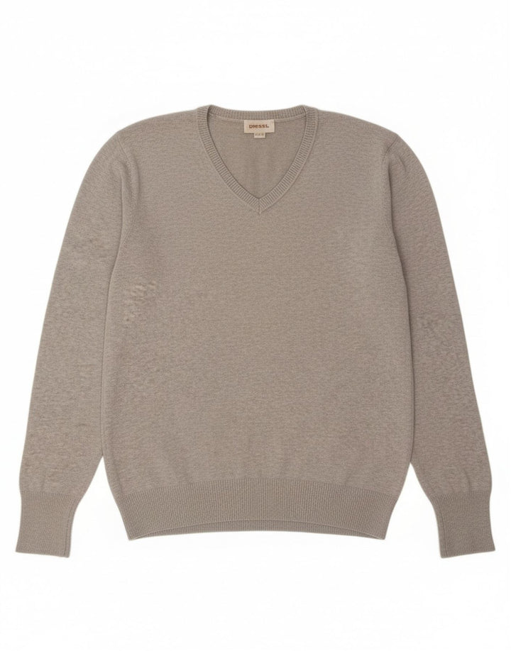 Diesel Damen Pullover mit V-Ausschnitt, UK 14, Mittelgrau