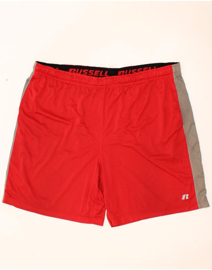 RUSSELL ATHLETIC Mens Sport Shorts XL Red Colourblock Polyester Vintage Russell Athletic and Second-Hand Russell Athletic from Messina Hembry 