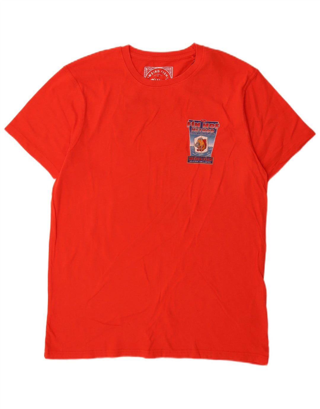 Weird Fish Herren-T-Shirt mit Grafik, mittelrote Baumwolle