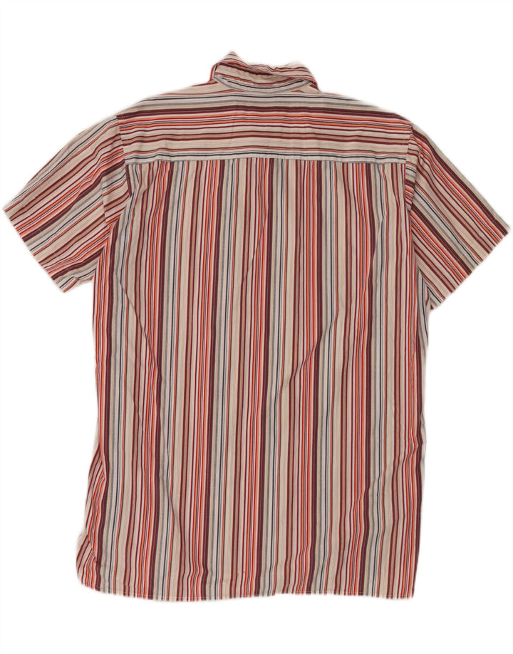 TOM TAILOR Herren Kurzarmhemd 2XL Mehrfarbig gestreift aus Baumwolle