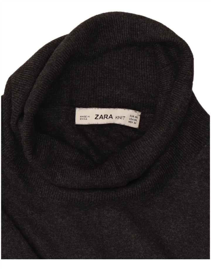 Zara Damen Rollkragenpullover, Gr. 20 2XL, Grau meliert