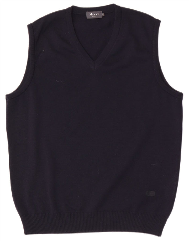 Maerz Muenchen Herren Weste Tank Top IT 50 Medium Marineblau Wolle