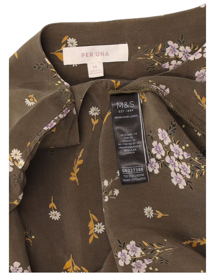 Marks & Spencer Damen Per Una Langarm-Etuikleid UK 14 Large Grün
