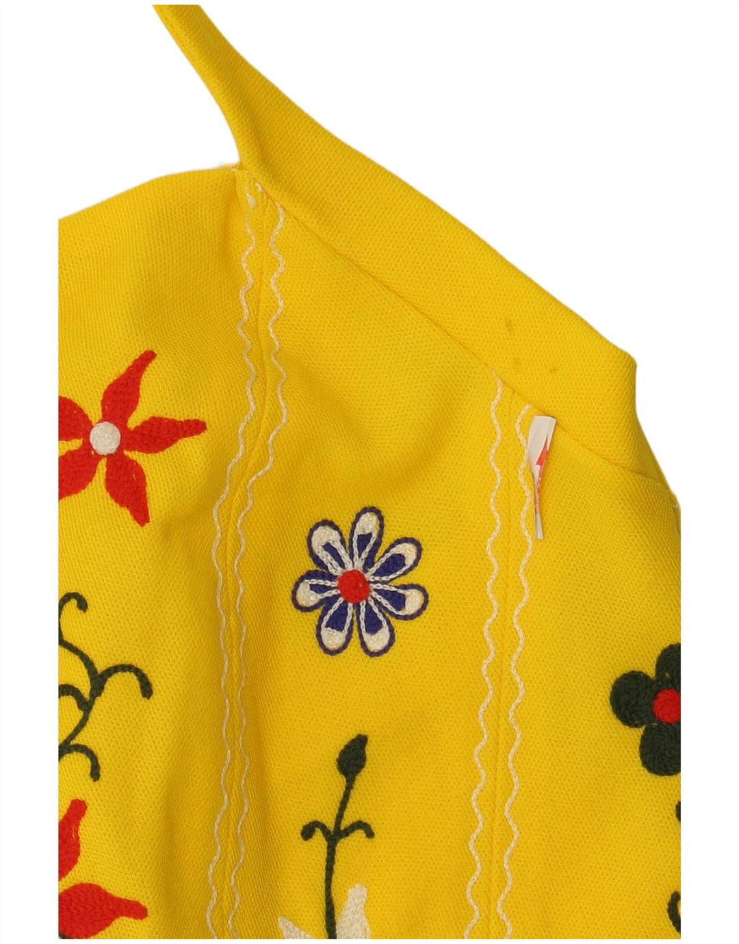 Vintage Damen Neckholder-Kleid IT 42 Mittelgelb geblümt