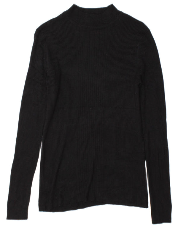 Marks & Spencer Damen Top Langarm UK 14 Medium Schwarz Viskose
