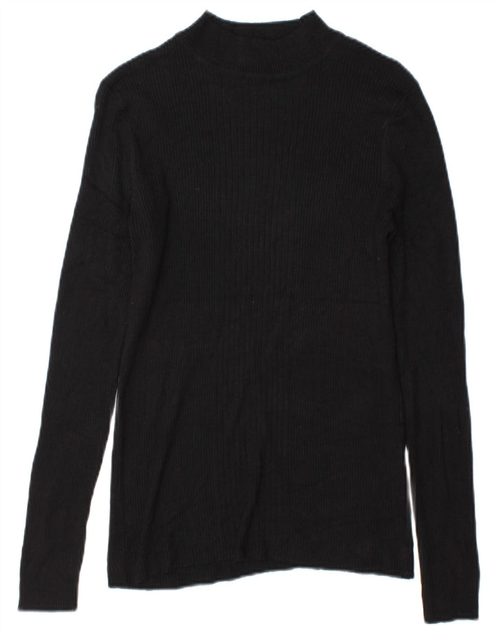 Marks & Spencer Damen Top Langarm UK 14 Medium Schwarz Viskose