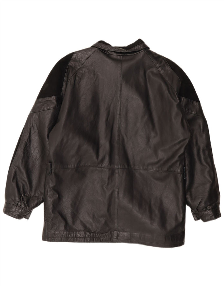 Vintage Damen Lederjacke EU 44 XL Schwarzes Leder