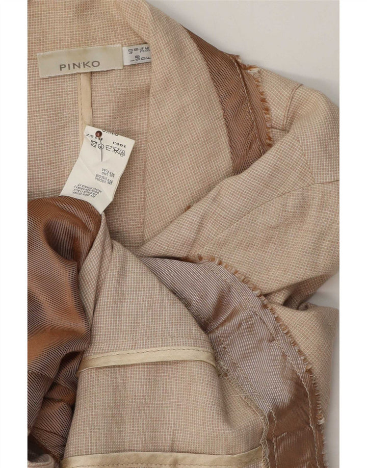 Pinko Damen-Blazerjacke mit 3 Knöpfen, Größe S, Beige, Baumwolle