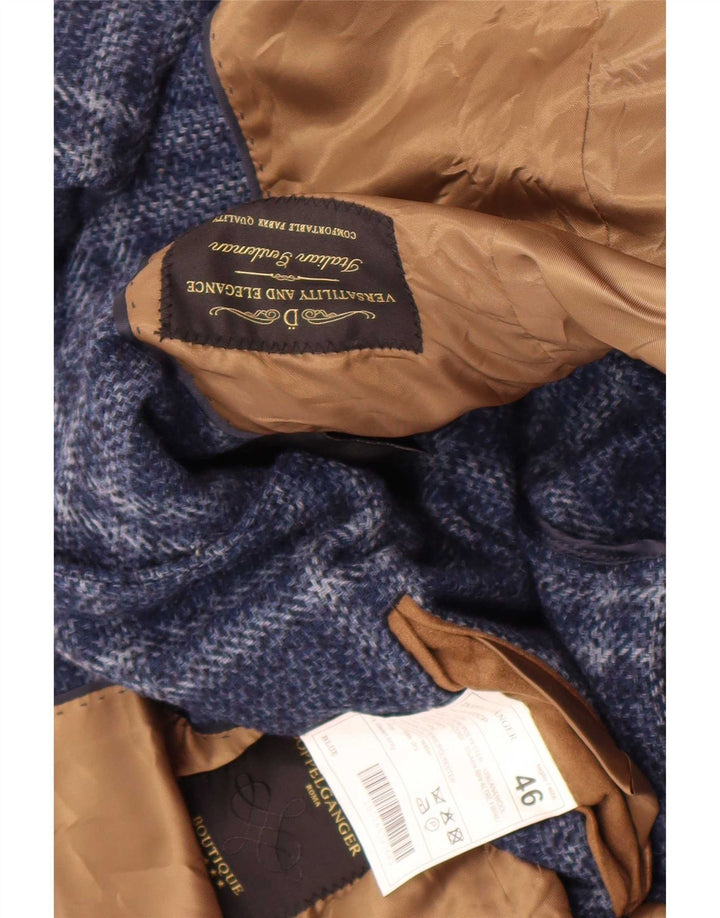 Vintage Herrenmantel IT 46 Small Navy Blue Check Polyester