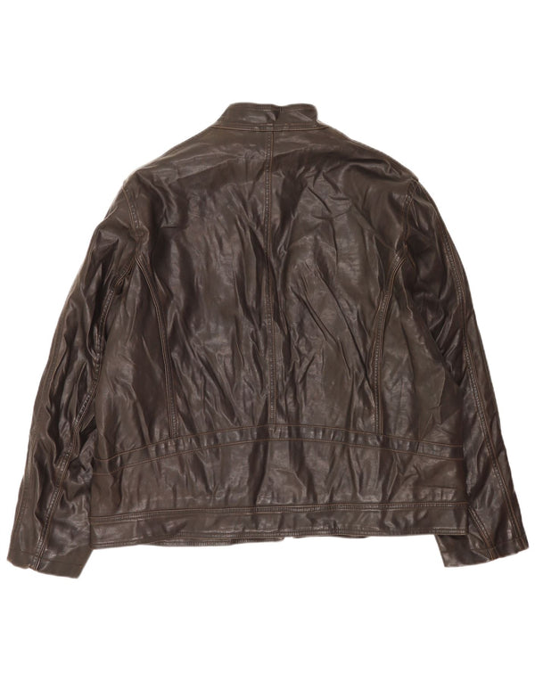 BKE Herren Kunstlederjacke UK 44 2XL Braunes Polyvinyl