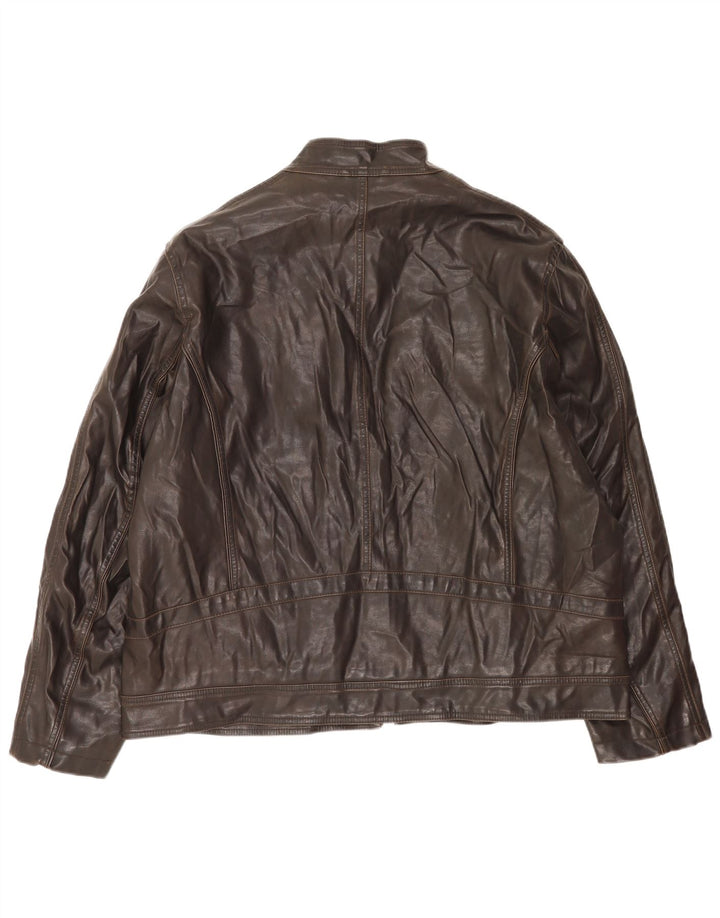 BKE Herren Kunstlederjacke UK 44 2XL Braunes Polyvinyl