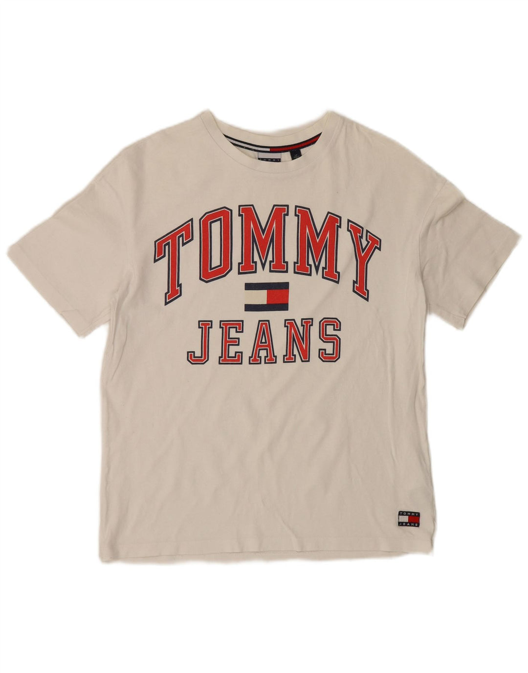 Tommy Hilfiger Herren-T-Shirt mit Grafik, Größe S, weiße Baumwolle