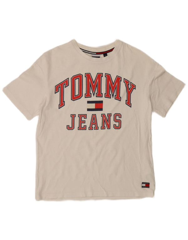 Tommy Hilfiger Herren-T-Shirt mit Grafik, Größe S, weiße Baumwolle