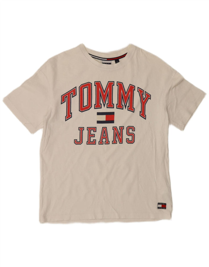 Tommy Hilfiger Herren-T-Shirt mit Grafik, Größe S, weiße Baumwolle
