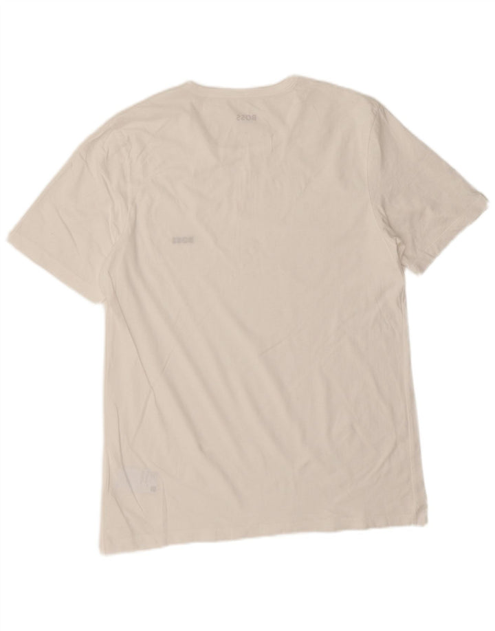 Hugo Boss Herren T-Shirt Top Große weiße Baumwolle
