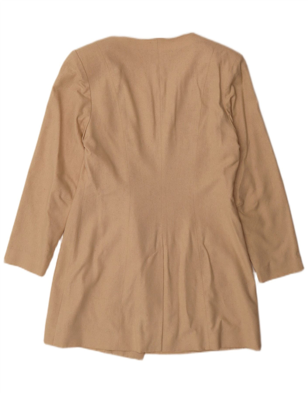 Vintage Damen Longline 1 Knopf Blazer Jacke UK 10 Kleine Beige Seide