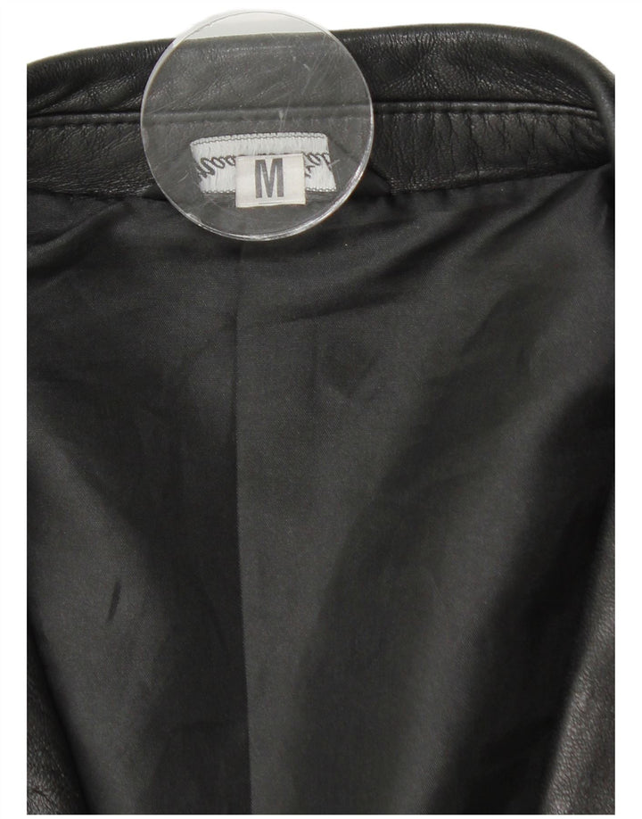 Vintage Herren 2-Knopf-Leder-Blazerjacke UK 38 Mittelschwarzes Leder