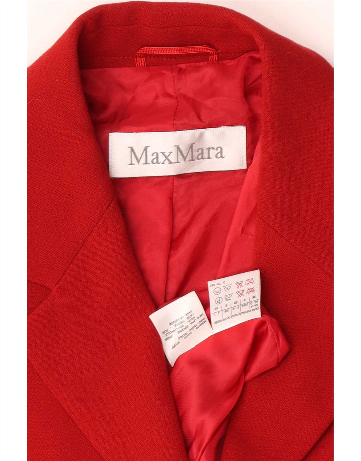 Max Mara Damen-Blazerjacke mit 3 Knöpfen, UK 8, kleine rote Wolle