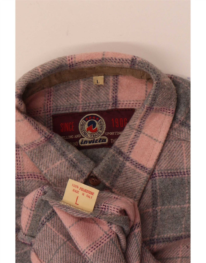 Invicta Herren-Flanellhemd, groß, rosa kariert, Polyester