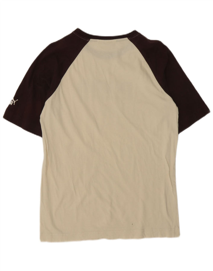 Puma Herren Grafik-T-Shirt-Oberteil aus mittelweißer Colourblock-Baumwolle