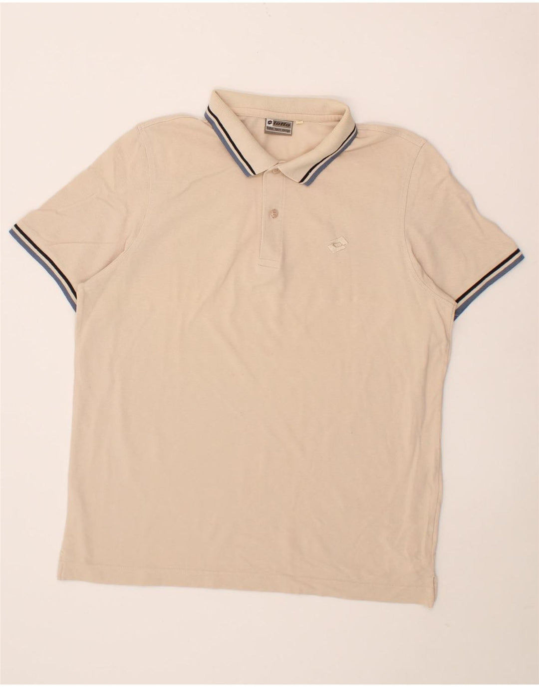 LOTTO Mens Polo Shirt XL Beige Cotton Vintage Lotto and Second-Hand Lotto from Messina Hembry 