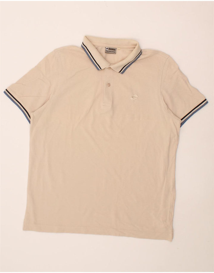 LOTTO Mens Polo Shirt XL Beige Cotton Vintage Lotto and Second-Hand Lotto from Messina Hembry 