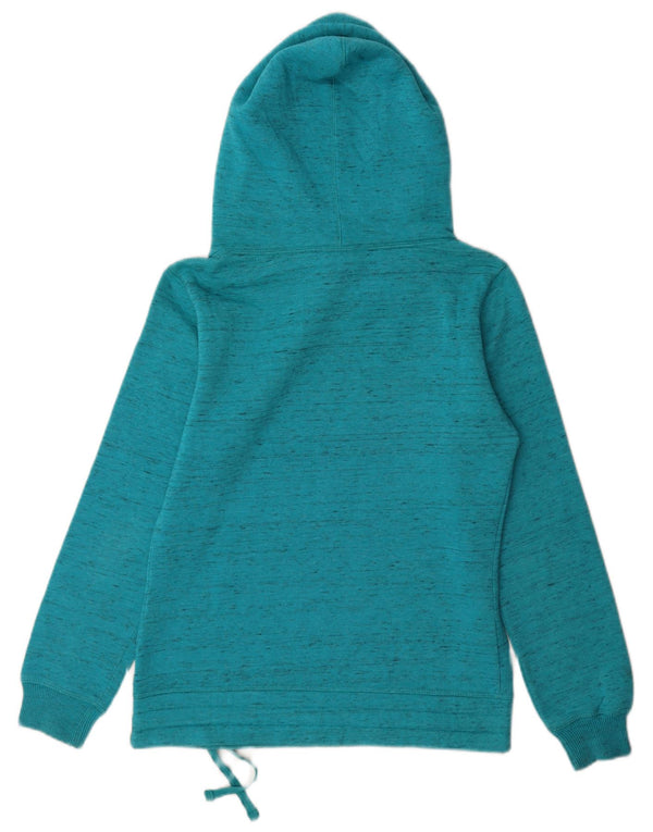 Champion Womens Graphic Hoodie Pullover UK 10 Small Blau meliert Baumwolle