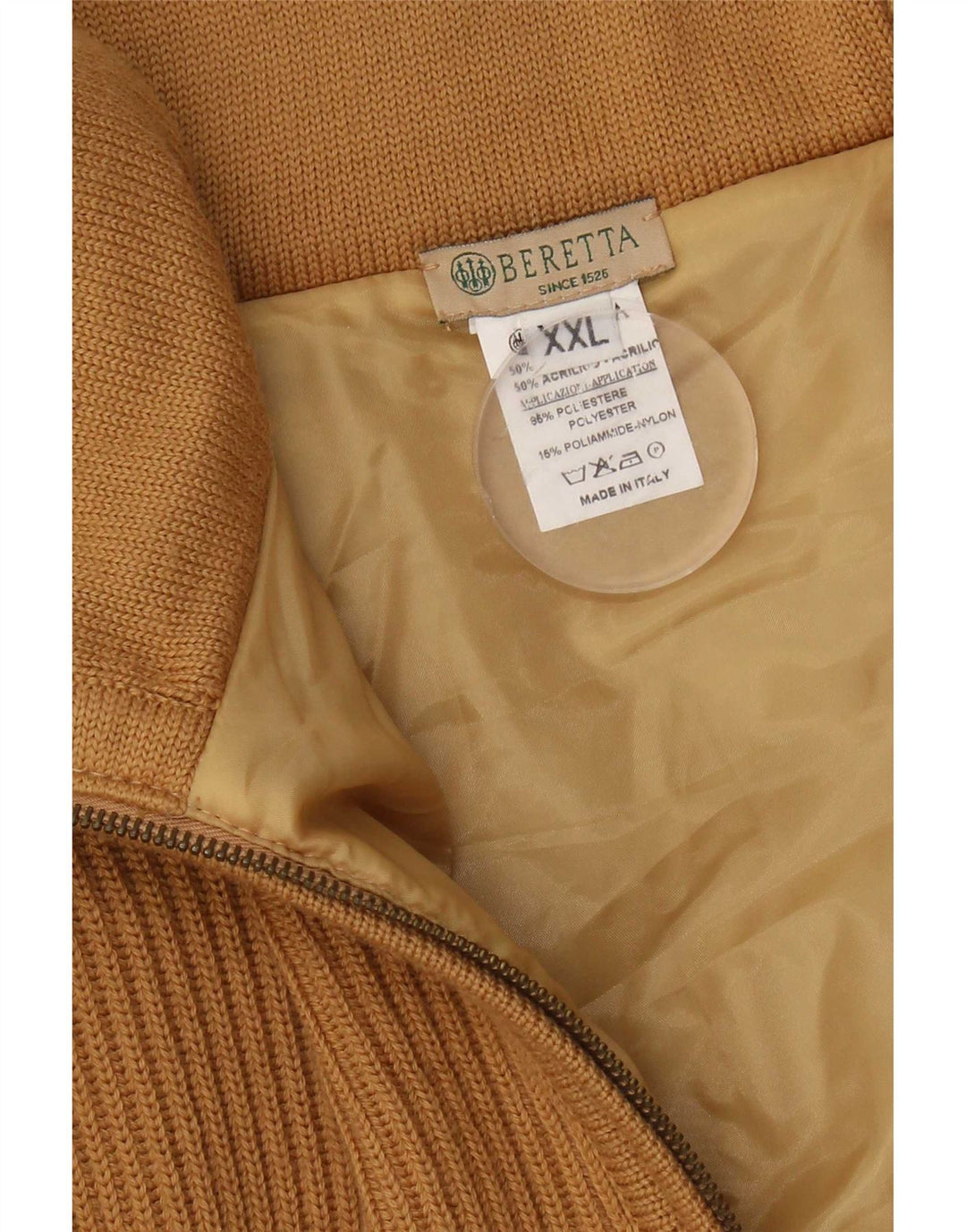 Beretta Herren-Cardigan-Pullover 2XL Braune Colourblock-Wolle