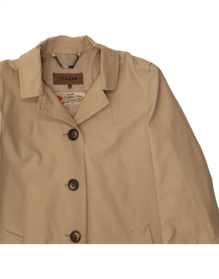 JIGSAW Womens Overcoat UK 16 Large Beige Cotton Vintage Jigsaw and Second-Hand Jigsaw from Messina Hembry 