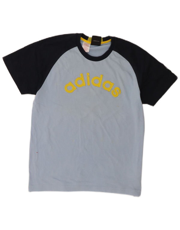 Adidas T-Shirt mit Grafik für Jungen, 13–14 Jahre, blaue Farbblock-Baumwolle