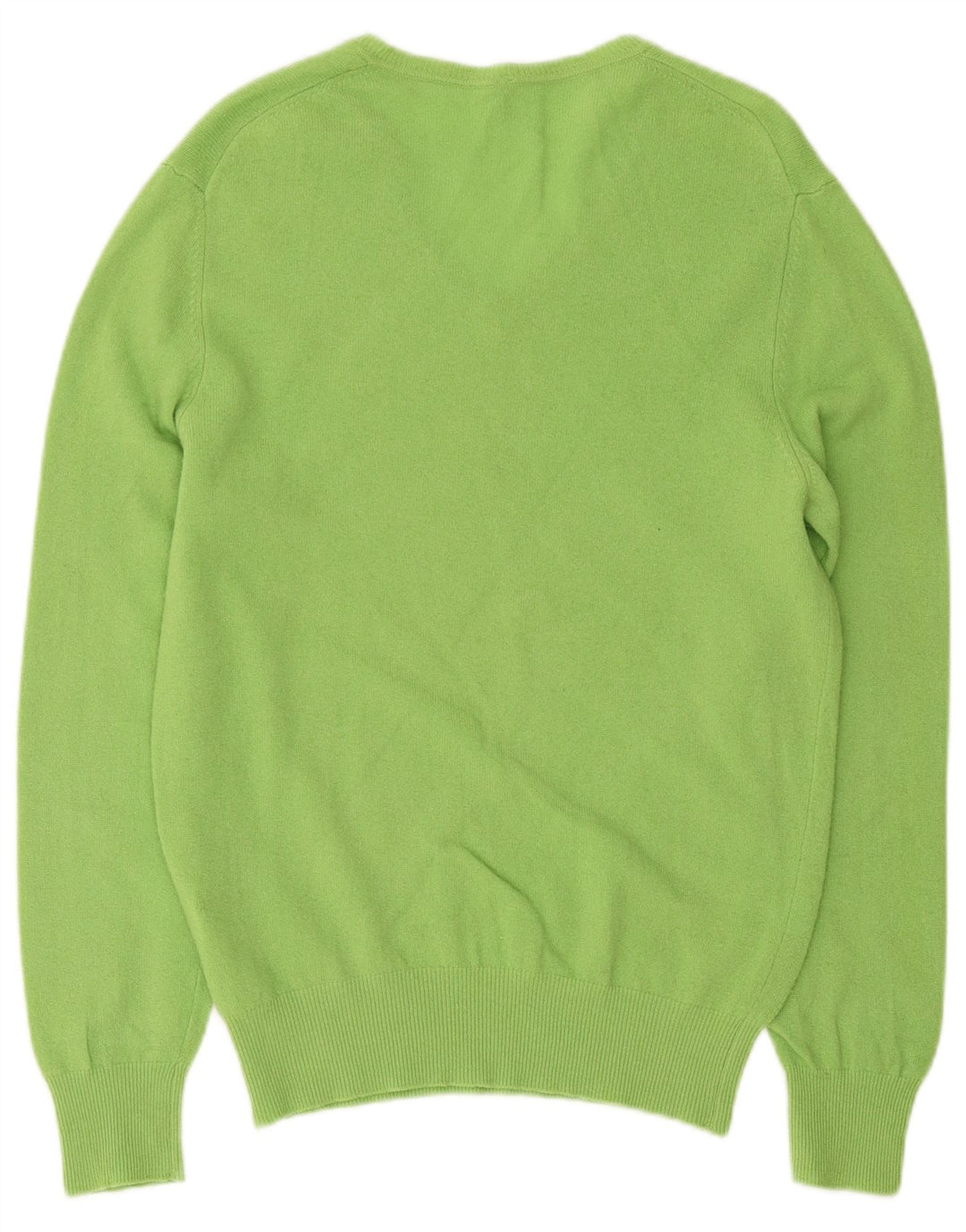 Benetton Damen-Pullover mit V-Ausschnitt, UK 14, mittelgrüne Wolle