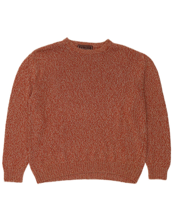 Marlboro Classics Herren-Pullover mit Rundhalsausschnitt, XL, orange geflecktes Leinen