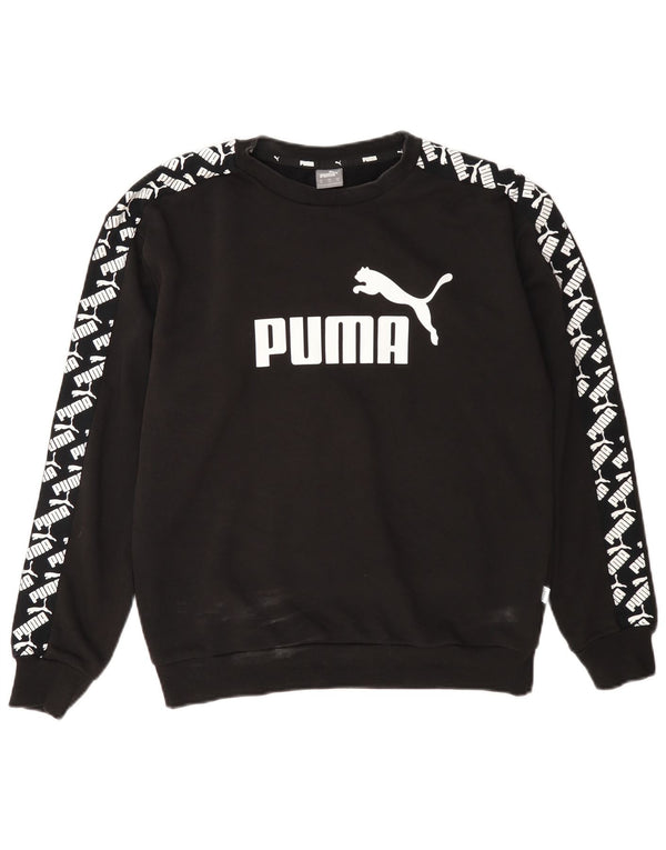 Puma Womens Graphic Oversized Sweatshirt Pullover UK 6 XS Schwarz Baumwolle