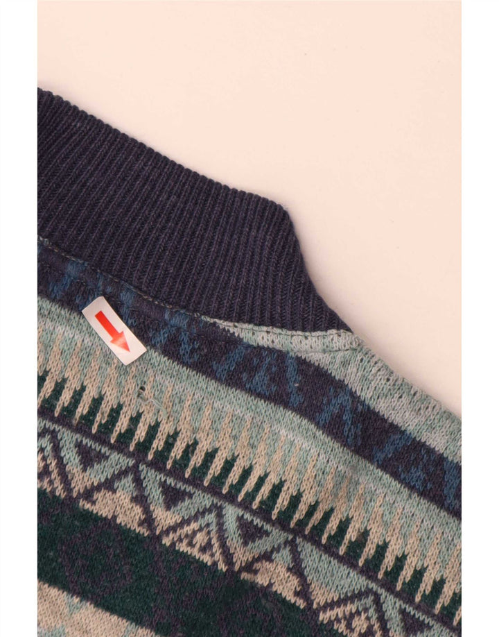 Vintage Herren Rollkragenpullover Pullover XL Marineblau Geometrisch