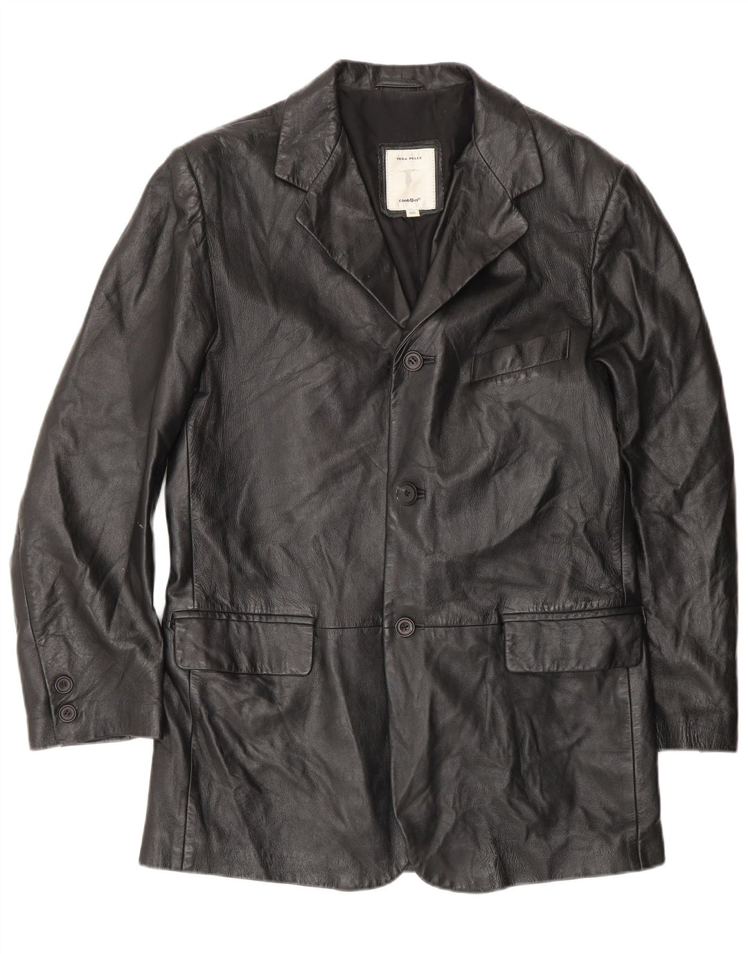 Conbipel Herren Ledermantel IT 46 Kleines schwarzes Leder