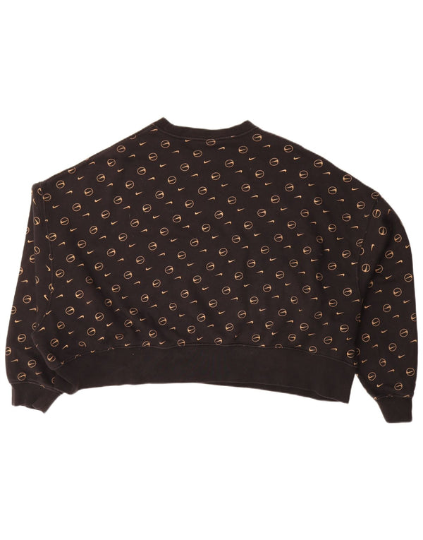 Nike Womens Loose Fit Sweatshirt Pullover UK 18 XL Braune geometrische Baumwolle