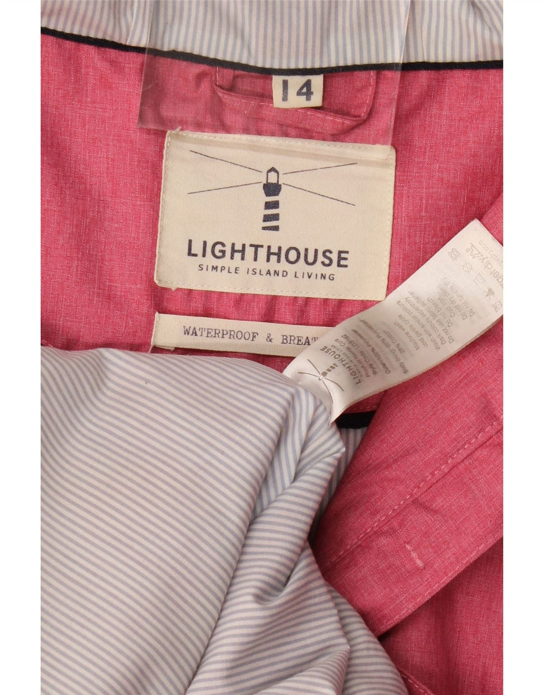 LIGHTHOUSE Damen-Regenmantel mit Kapuze, UK 14, Größe L, rosa, Polyester