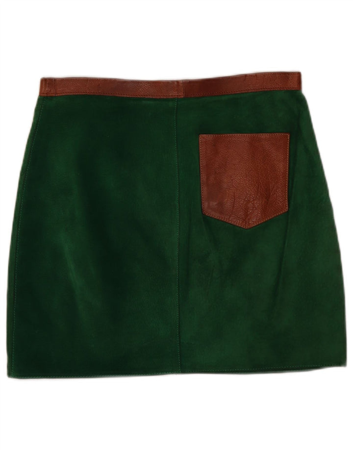 Vintage Damen Wildleder Minirock W30 Mittelgrün