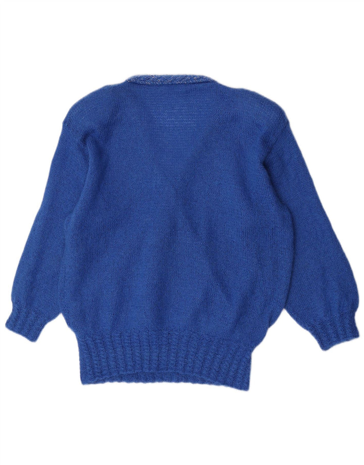 Vintage Damen V-Ausschnitt Pullover Pullover UK 14 Groß Blau