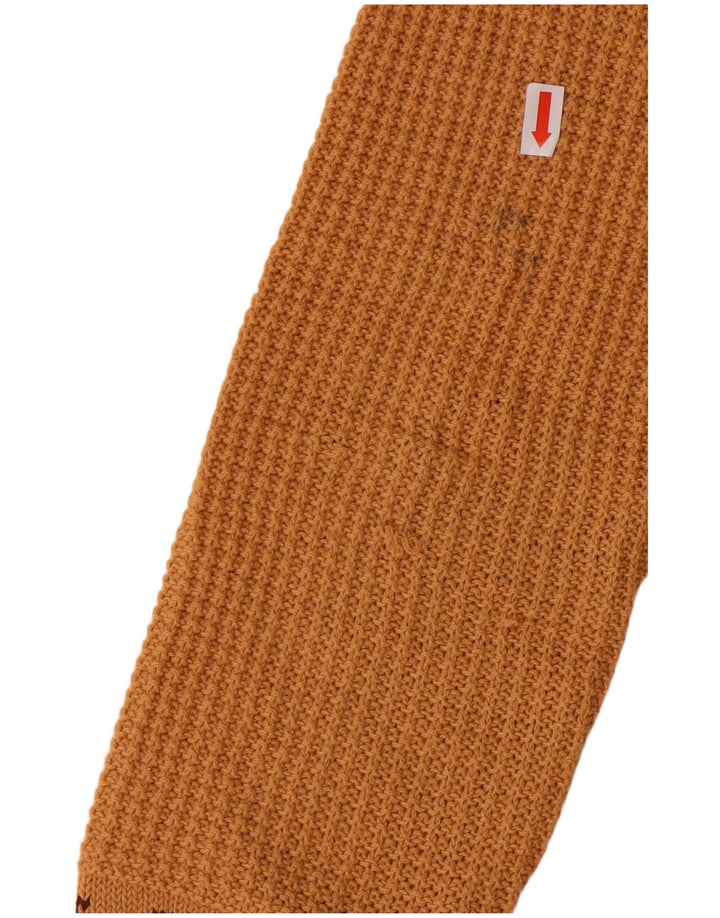 VINTAGE Damen V-Ausschnitt Pullover Pullover UK 10 Small Brown Geometrisch