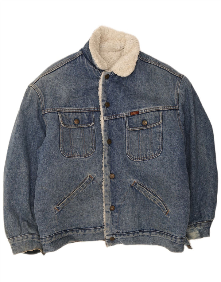 Rifle Herren Sherpa Jeansjacke UK 38 Mittelblaue Baumwolle