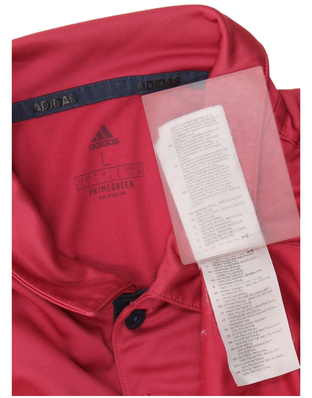 Adidas Herren Primegreen Poloshirt, großes rot gestreiftes Polyester