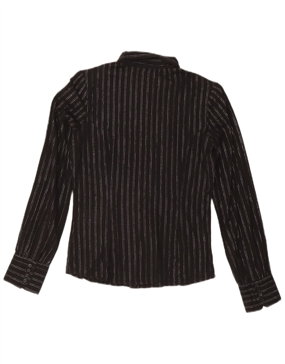 Carrera Damen-Hemd UK 10 Small Schwarz gestreift aus Baumwolle