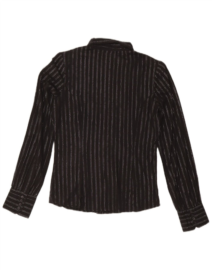 Carrera Damen-Hemd UK 10 Small Schwarz gestreift aus Baumwolle